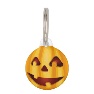Carved pumpkin smiling Halloween design Pet Tag