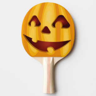 Carved pumpkin smiling Halloween design Ping Pong Paddle