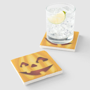 Carved pumpkin smiling Halloween design Stone Coaster