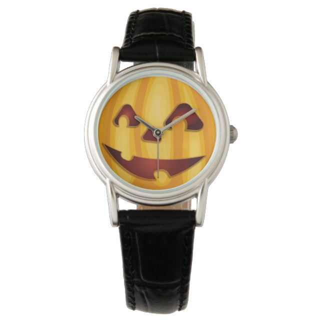 Carved pumpkin smiling Halloween design Watch (Front)