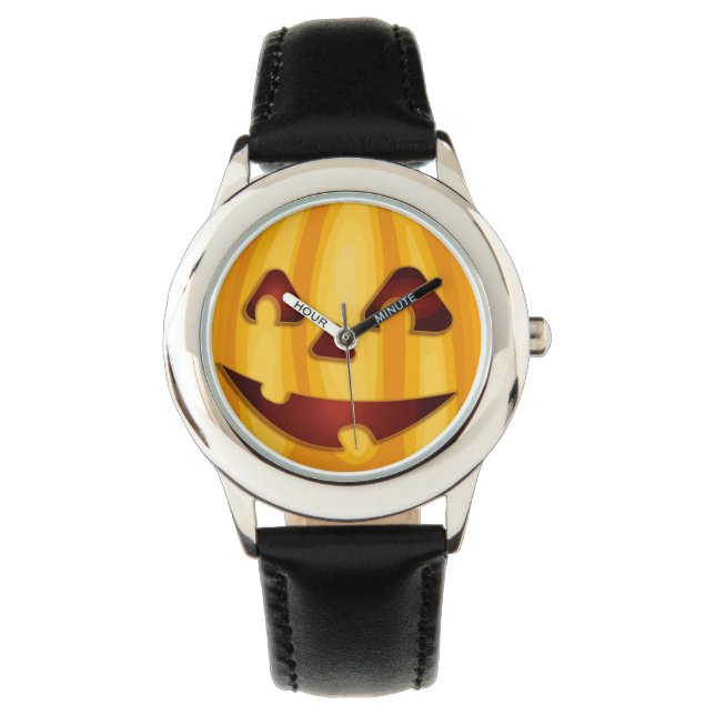 Carved pumpkin smiling Halloween design Watch (Front)