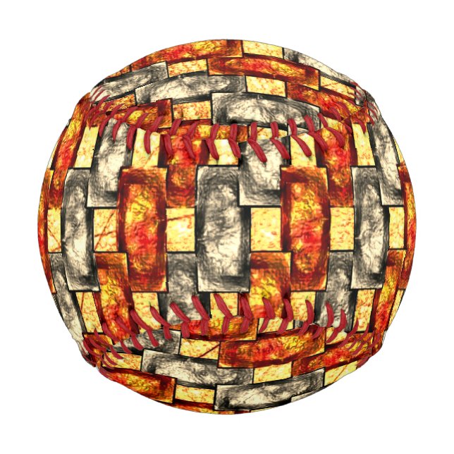 Carved rectangular pieces lined in beige and red baseball (Front)