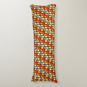 Carved rectangular pieces reddish and beige align body pillow