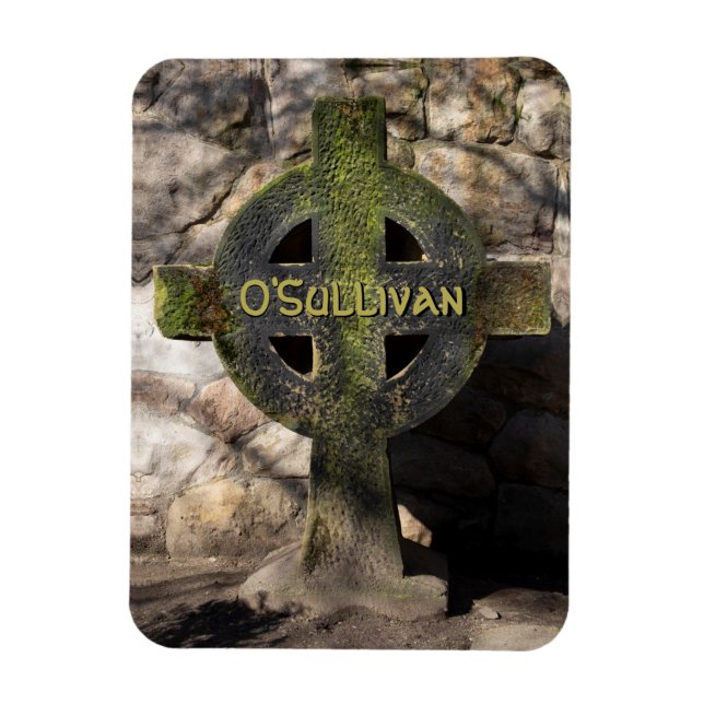 Carved Stone Celtic Cross Custom Name Magnet (Vertical)