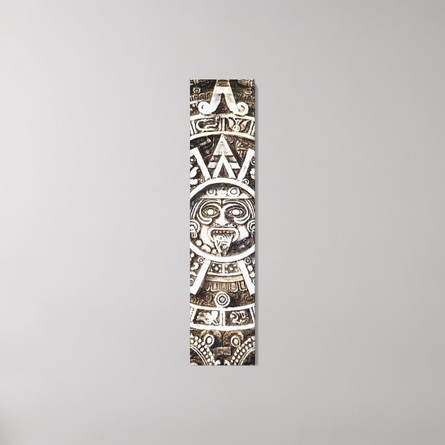 Carved Stone Mayan Aztec MesoAmerican Sun Calendar Canvas Print (Front)