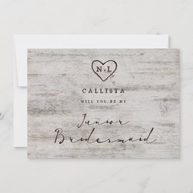 Carved Sweetheart Be My Junior Bridesmaid Proposal (Front)