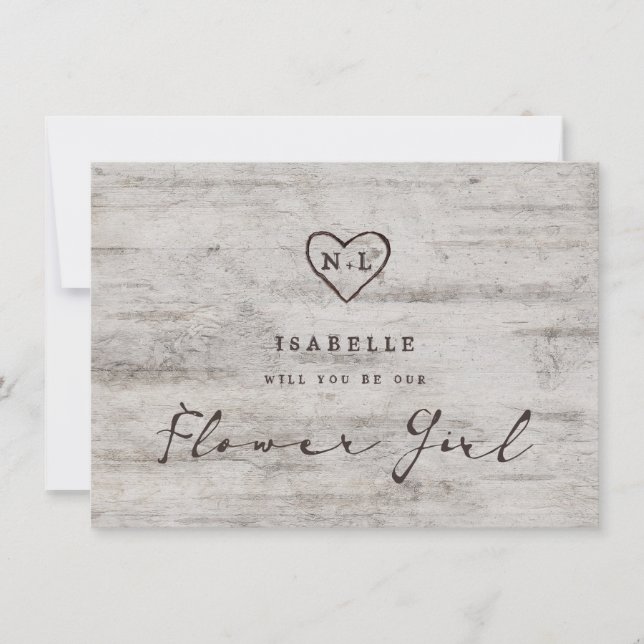 Carved Sweetheart Be our Flower Girl Proposal Card (Front)