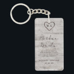 Carved Sweetheart To the Mother of the Bride Quote Keychain<br><div class="desc">Carved Sweethearts Rustic Birch Wood with Aged Grey & Off White Birch Tree Bark Design, and a distressed patina weathered look. This reclaimed lumber design features the couple's initials carved into the heart shape within the tree. Also, distressed typography country chic fonts, along with an elegant vintage handwriting script font....</div>
