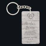 Carved Sweetheart To the Mother of the Groom Quote Keychain<br><div class="desc">Carved Sweethearts Rustic Birch Wood with Aged Grey & Off White Birch Tree Bark Design, and a distressed patina weathered look. This reclaimed lumber design features the couple's initials carved into the heart shape within the tree. Also, distressed typography country chic fonts, along with an elegant vintage handwriting script font....</div>