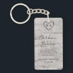 Carved Sweetheart To the Mother of the Groom Quote Keychain<br><div class="desc">Carved Sweethearts Rustic Birch Wood with Aged Grey & Off White Birch Tree Bark Design, and a distressed patina weathered look. This reclaimed lumber design features the couple's initials carved into the heart shape within the tree. Also, distressed typography country chic fonts, along with an elegant vintage handwriting script font....</div>