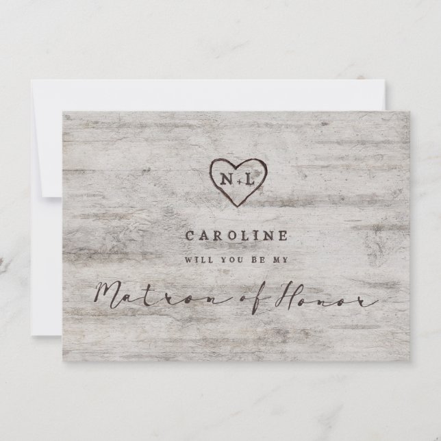 Carved Sweethearts Matron of Honour Proposal Card (Front)