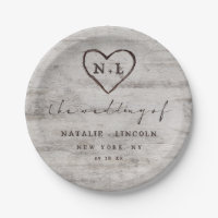 Carved Sweethearts Rustic Birch Wedding Monogram