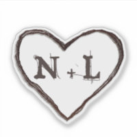 Carved Sweethearts Rustic Heart Initials Monogram