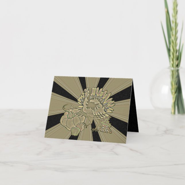 Carved Thanksgiving Turkey - Holiday Card (Front)