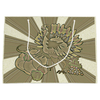 Carved Thanksgiving Turkey - Large Gift Bag