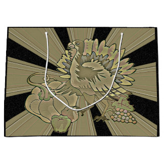 Carved Thanksgiving Turkey - Large Gift Bag