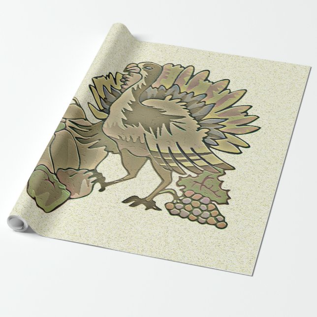 Carved Thanksgiving Turkey - Wrapping Paper (Unrolled)