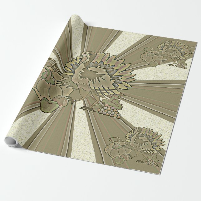 Carved Thanksgiving Turkey - Wrapping Paper (Unrolled)