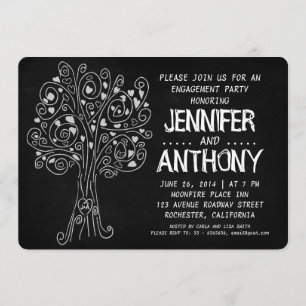 carved tree chalkboard engagement party invitation