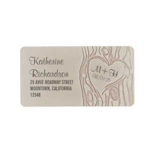 carved tree wedding address labels