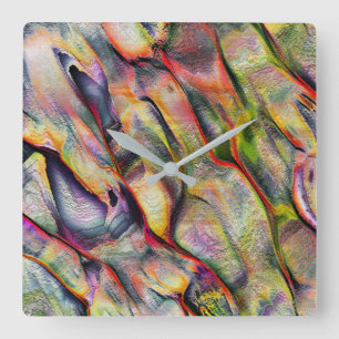 Carved with roughness and virtual watercolor square wall clock