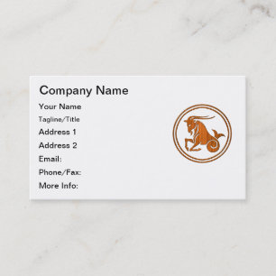 Carved Wood Capricorn Zodiac Symbol Business Card
