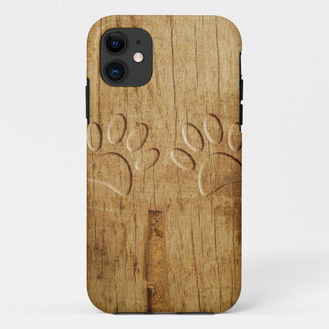 Carved Wood Dog Paw Print Case-Mate iPhone Case (Back)