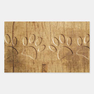 Carved Wood Dog Paw Print Sticker