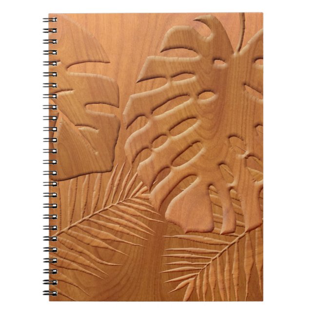 Carved Wood Foliage Faux Print Notebook (Front)