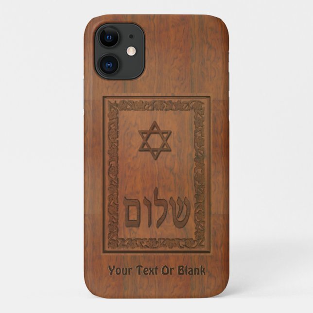 Carved Wood Shalom Case-Mate iPhone Case (Back)