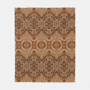 Carved wood wall closeabstract, ancient, antique, fleece blanket