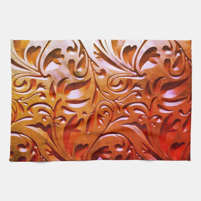 Carved wood woodgrain look elegant abstract kitchen towel (Horizontal)