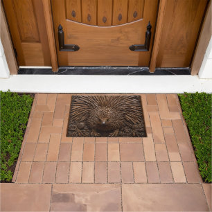 Carved Wooden Australian Echidna Print, Doormat