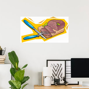 Carving Roast Beef with Fork and Knife Poster