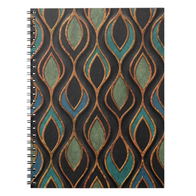 Carving Waves: Bronze Copper Texture Notebook (Front)