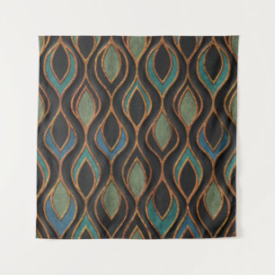 Carving Waves: Bronze Copper Texture Tapestry