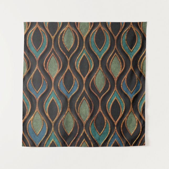 Carving Waves: Bronze Copper Texture Tapestry (Front)
