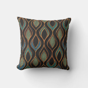 Carving Waves: Bronze Copper Texture Throw Pillow