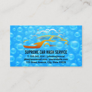 Carwash Blue Soap Bubbles Logo Car Cleaning Logo Business Card