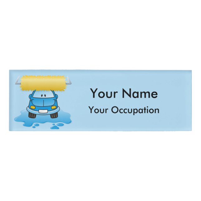 Carwash cartoon Name Tag (Front)