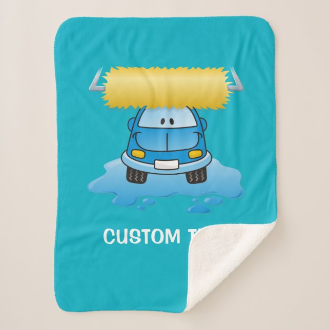 Carwash Cartoon Sherpa Blanket (Front)