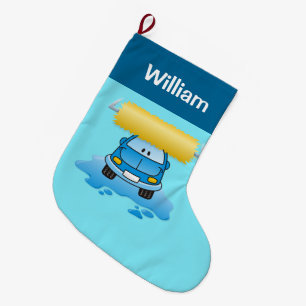Carwash cartoon small christmas stocking