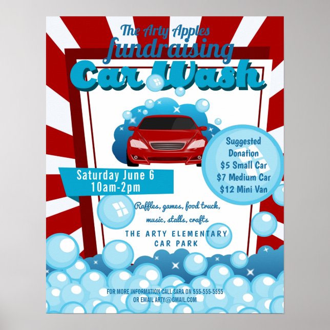 carwash collecte de fonds école PTO PTA affiche de (Devant)