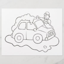 Carwash Man Colouring Book Page