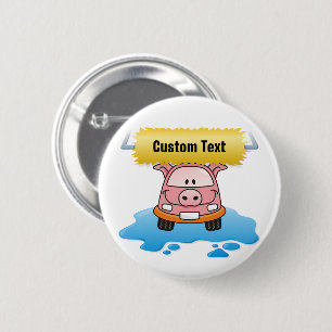 Carwash Pig 2 Inch Round Button