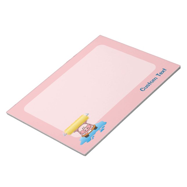 Carwash Pig Cartoon Notepad (Angled)