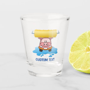 Carwash Pig Cartoon Shot Glass
