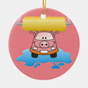 Carwash Pig Ceramic Ornament