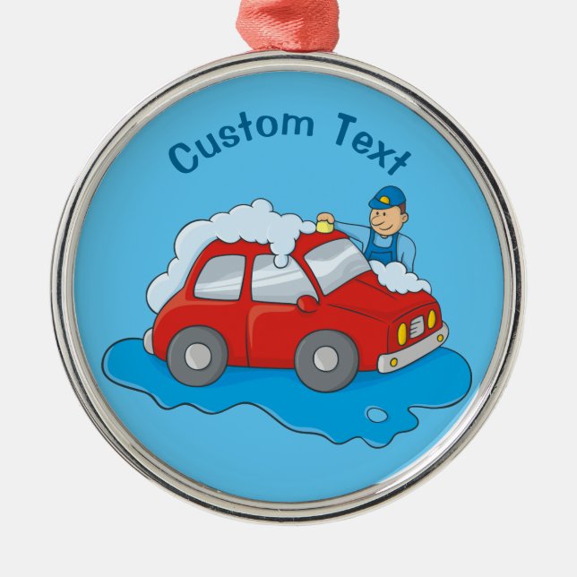 Carwashing Man Metal Ornament (Front)