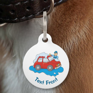 Carwashing Man Pet Tag